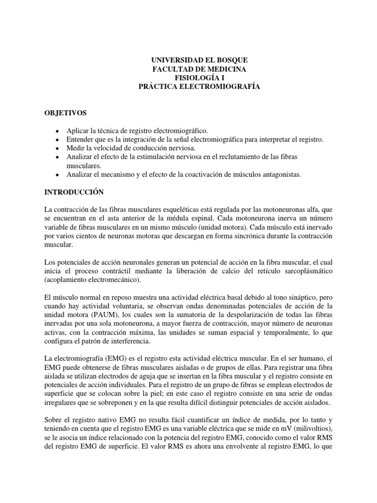 Práctica de Electromiografía y Neuroconducción | PDF | Electromiografia ...