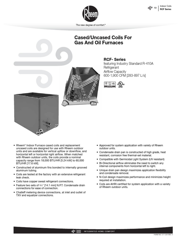 Rheem RCF4821STAMCA Submittal | PDF | Mechanical Engineering | Energy ...