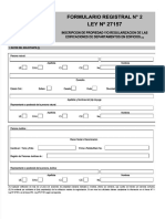 Formulario Registral N° 2 para inscripción de propiedad y/o regularización de edificaciones de departamentos