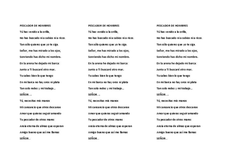 PESCADOR DE HOMBRES Letra | PDF
