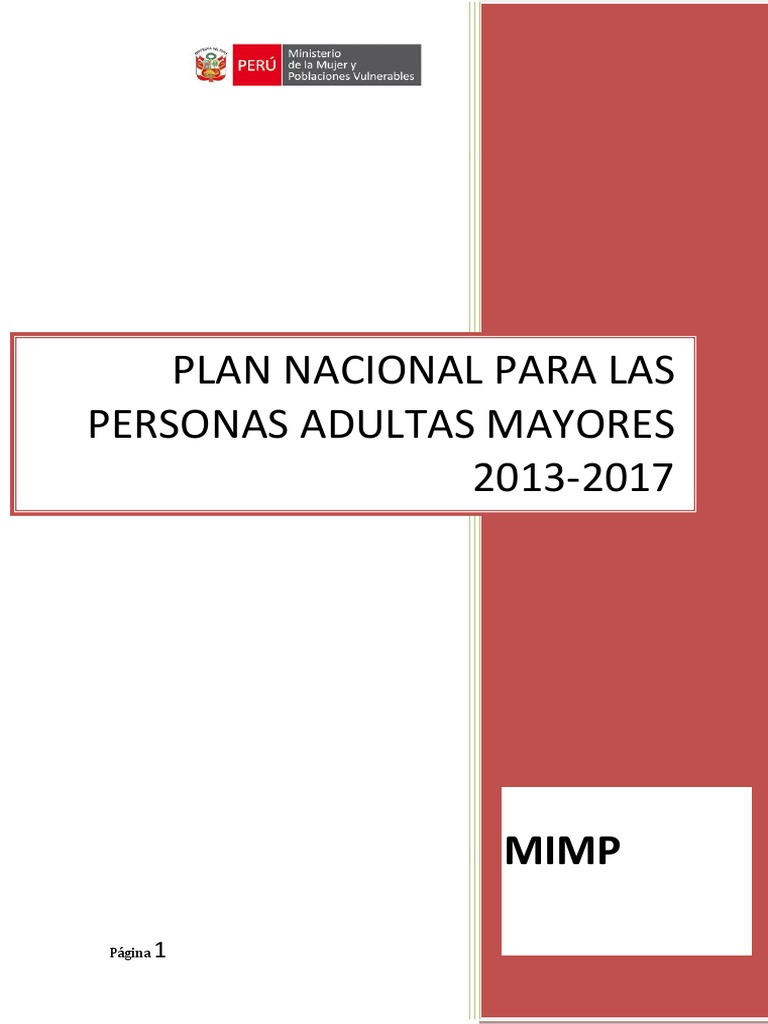 Plan Nacional para La Atención de Las Personas Adultas Mayores | PDF ...