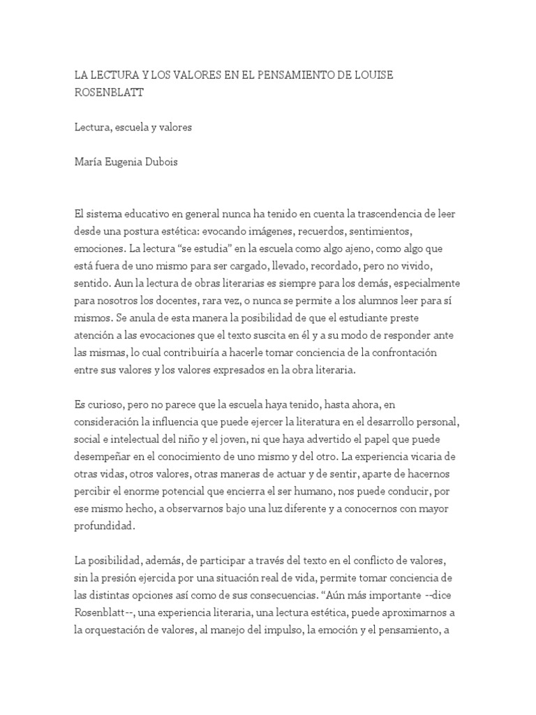 Lectura estética y valores en educación | PDF | Experiencia | Las emociones
