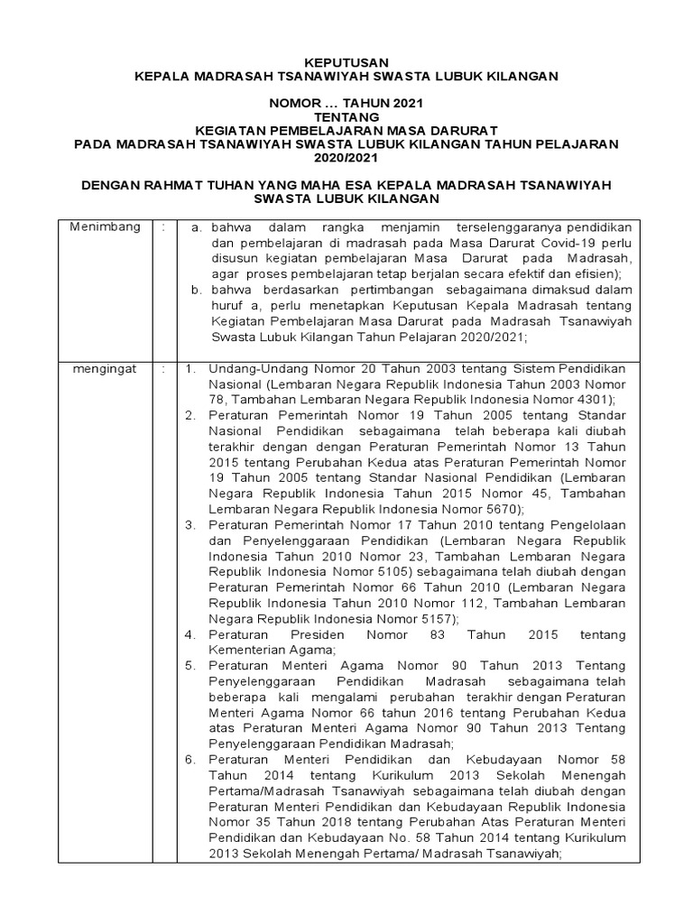 SK Kurrikulum Darurat PDF