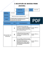 Proceso de Recepción de Materia Prima