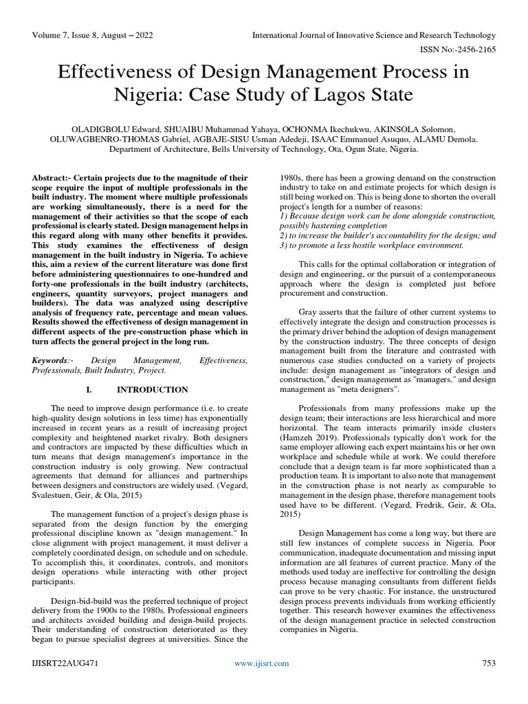 effectiveness-of-design-management-process-in-nigeria-case-study-of
