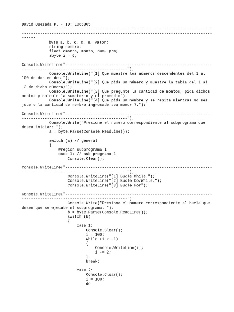 Uso de sbyte en Programación C# | PDF | Ciencias de la Computación ...