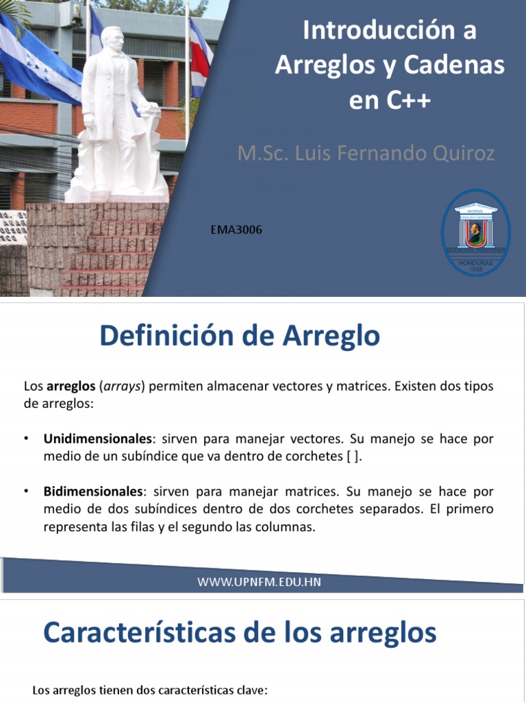 Arreglos y Cadenas en C++: Guía Básica | PDF | Estructura de datos de ...