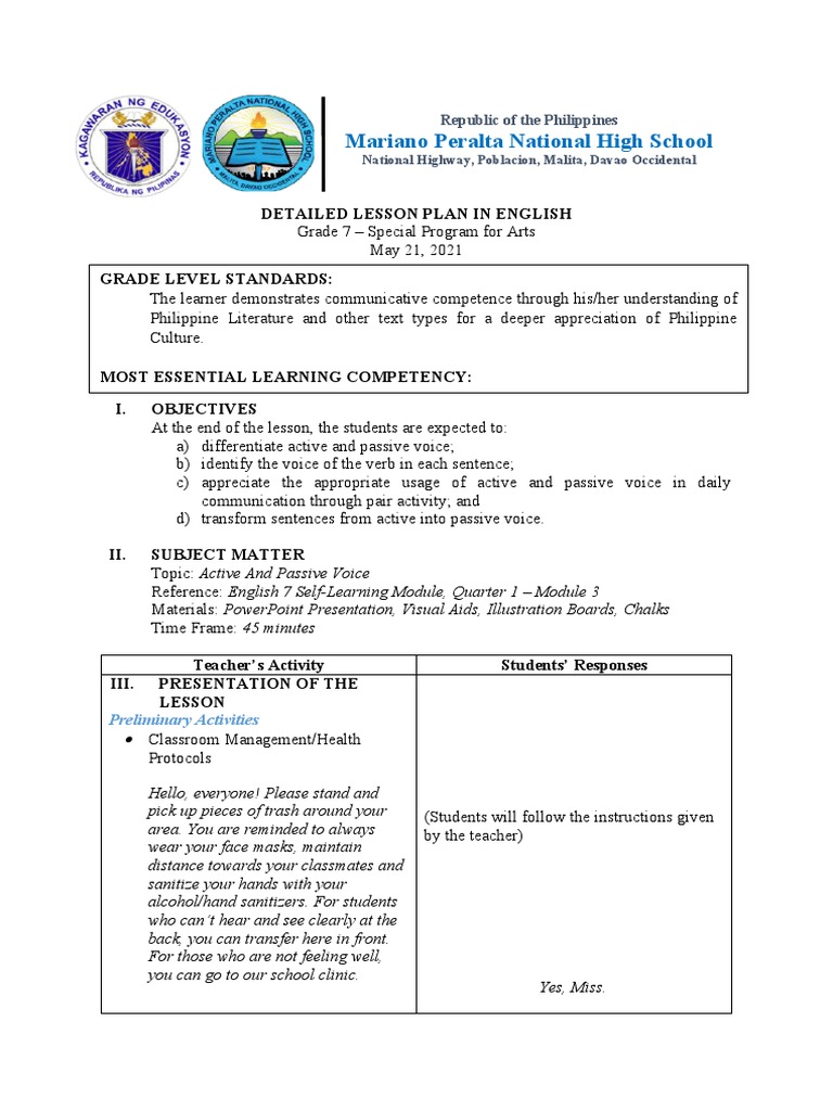 Cot 2 English 7 PDF Subject (Grammar) Verb