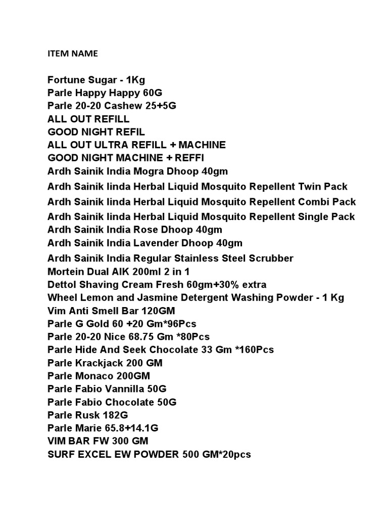 NEW ABHHYAM DEMAND LIST (1) PDF Foods Food Ingredients