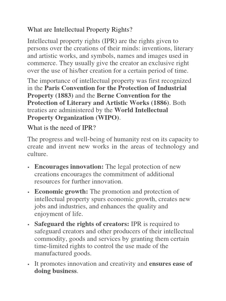 Understanding Intellectual Property Rights | PDF | Intellectual ...