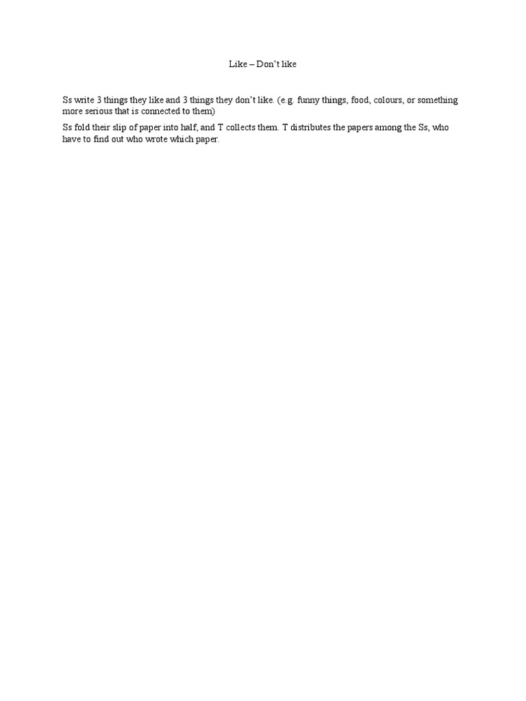 Like - Don't Like - Icebreaker | PDF