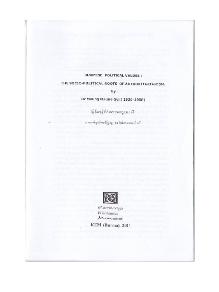Burmese Political Values by Dr. Maung Maung Gyi | PDF