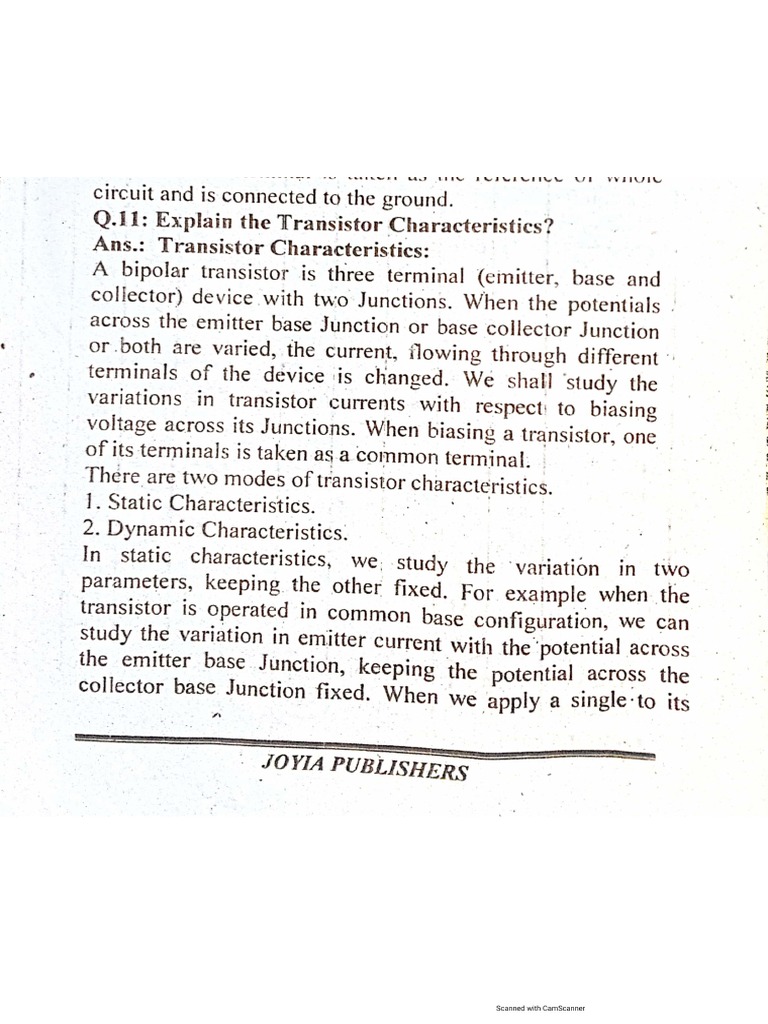 Transistor Characteristics PDF