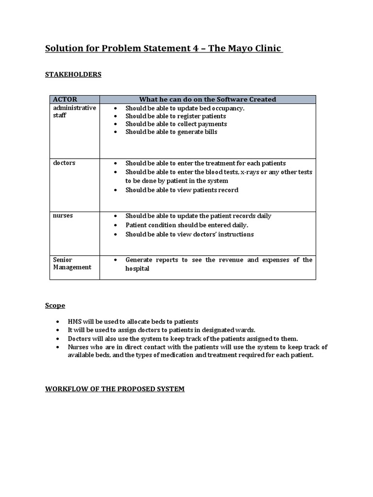 Problem Statement 4 - The Mayo Clinic | PDF | Patient | Hospital