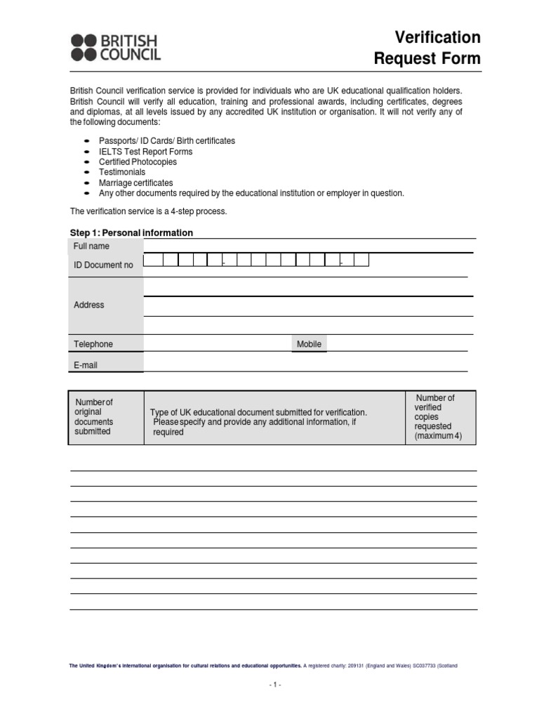 Verification Application Form 1 | PDF