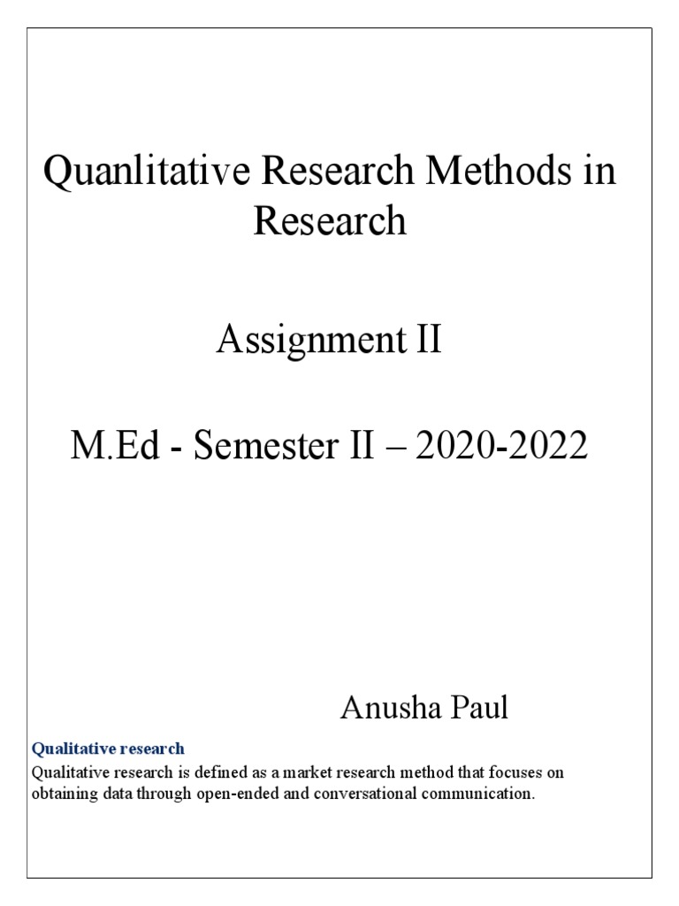 Qualitative Research Methods Guide | PDF | Qualitative Research | Focus ...