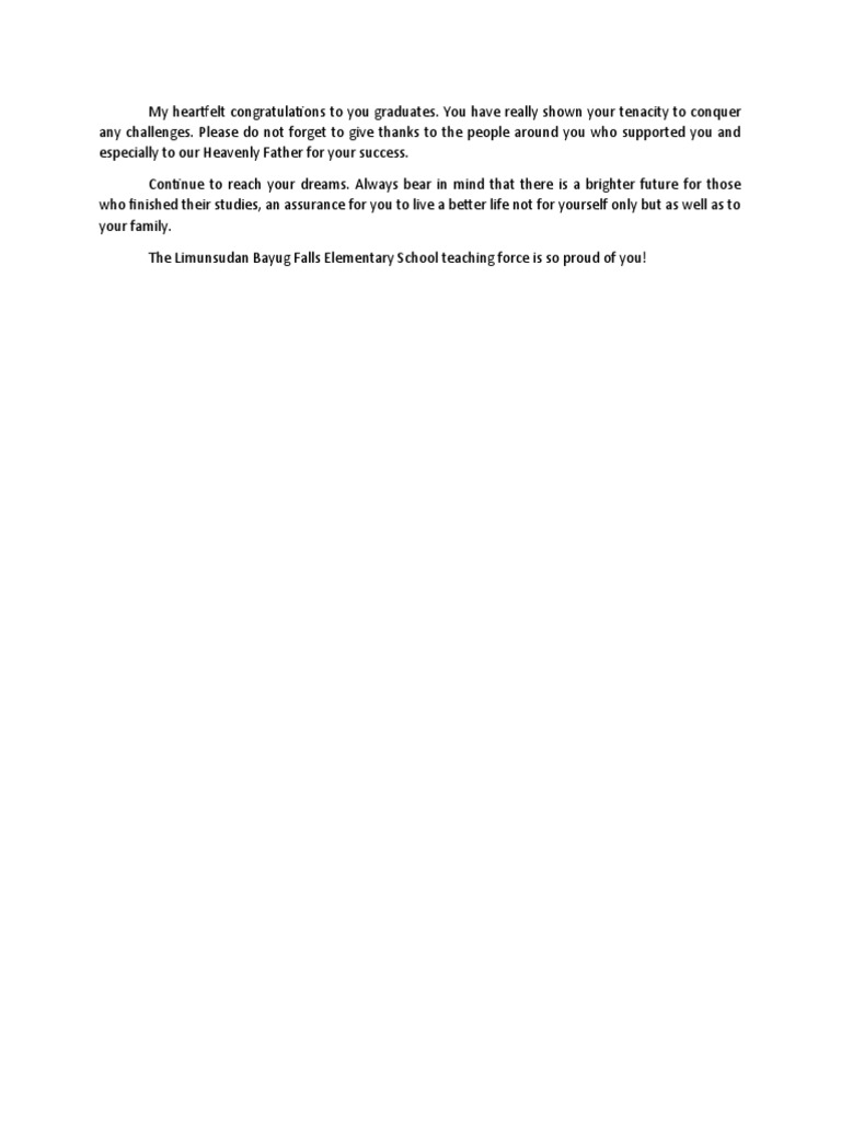 My Heartfelt Congratulations To You Graduates | PDF | Self-Improvement