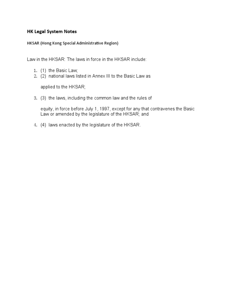 HK Legal System Notes | PDF | Finance & Money Management