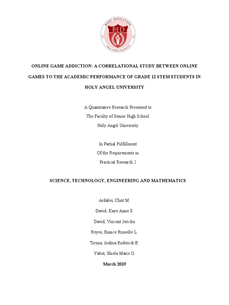 The Relationship Between Online Game Addiction and Academic Performance Among Grade 12 STEM 