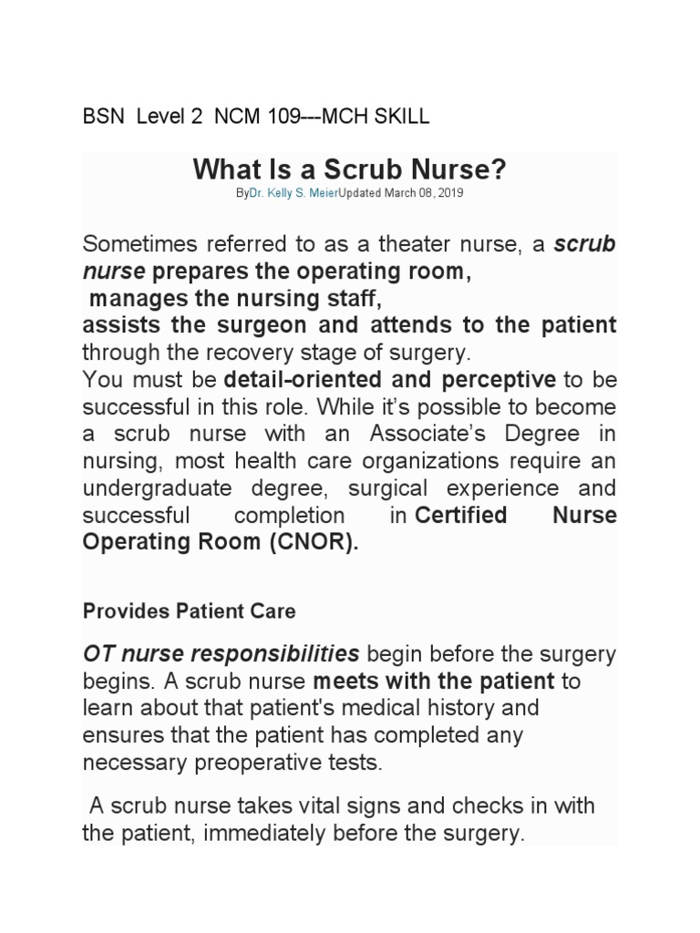 WhatIsaScrubNurse PDF Surgery Operating Theater