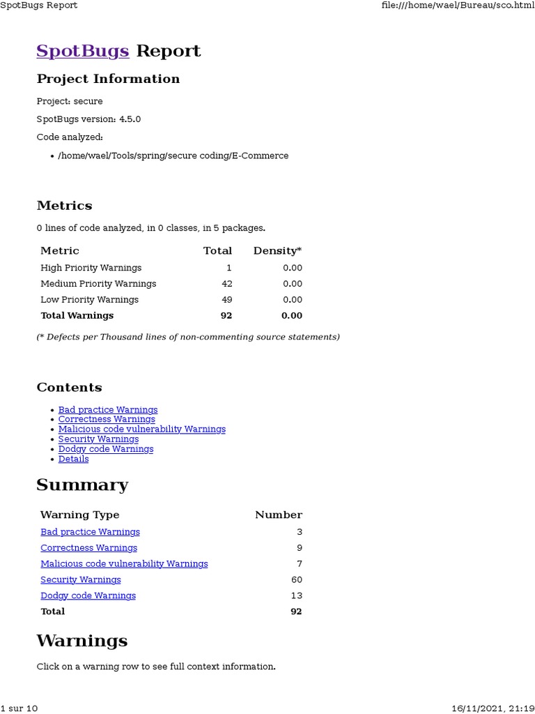 SpotBugs Report | PDF | Parameter (Computer Programming) | Computer ...