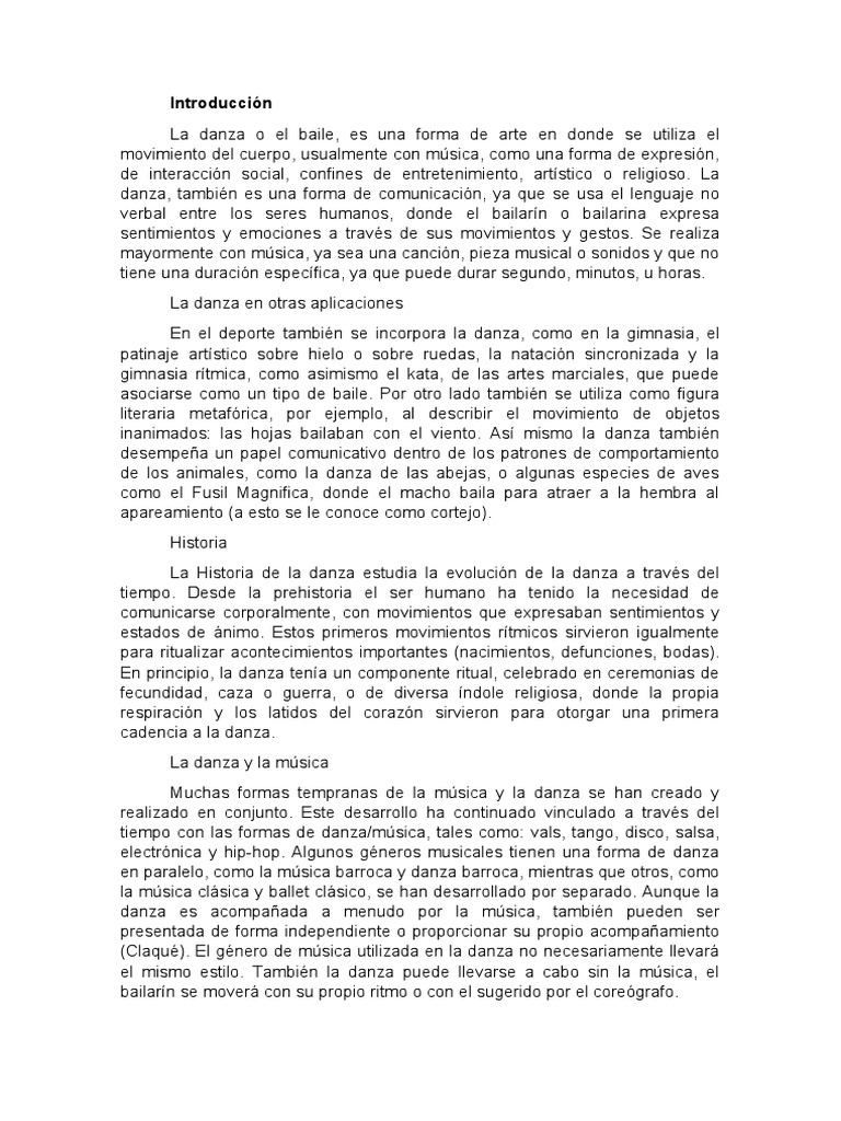 Historia y expresión de la danza | PDF | Bailes | Las artes escénicas