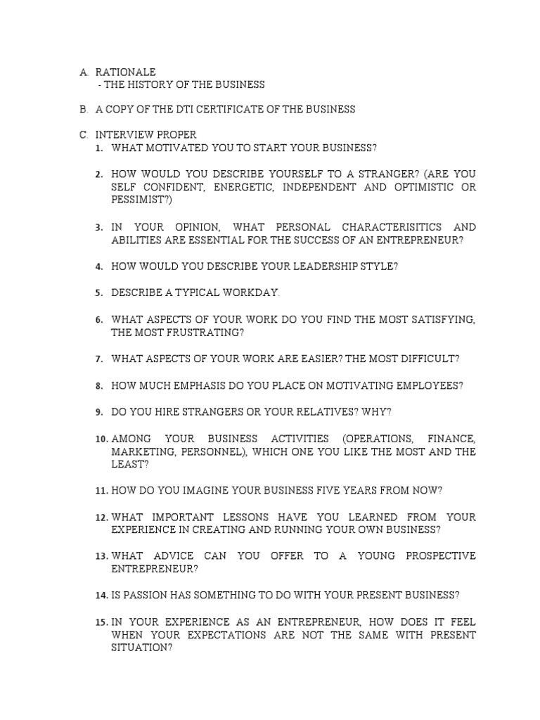 Entrepreneur Interview Insights and History | PDF | Career & Growth ...