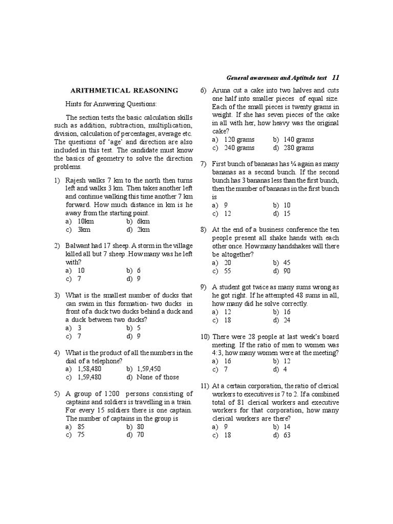 General Aptitude Test Questions | PDF