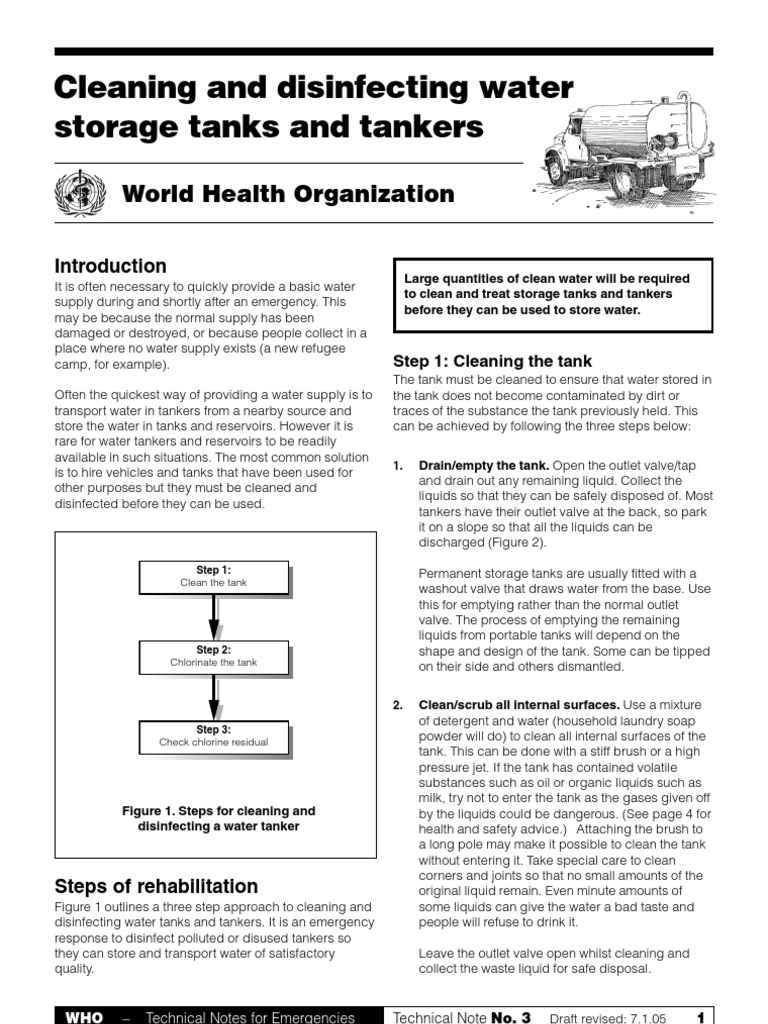 List of Guidelines for Health Emergency Cleaning and Disinfecting Water