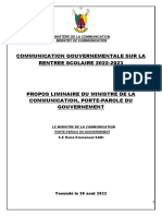 Communication Gouvernementale Sur La Rentree Scolaire 2022-2023