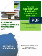 Conceitos Iniciais de Arquitetura e Abrigo