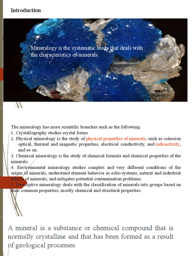Mineralogy PDF Minerals Chemical Substances
