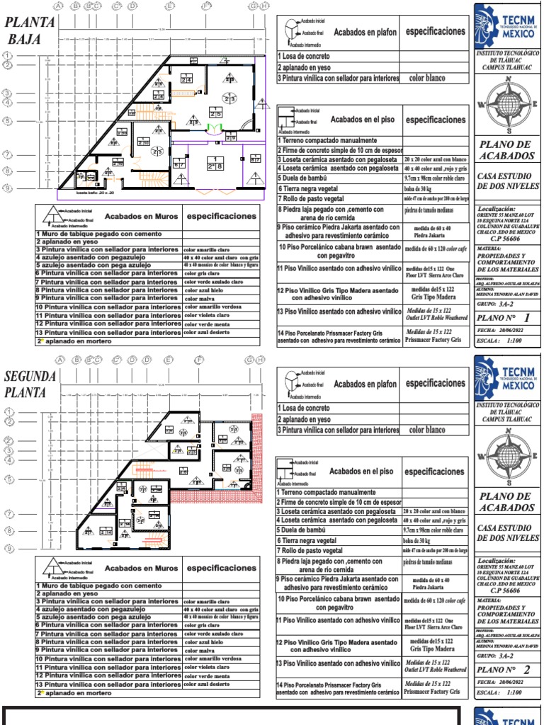 Plano de Acabados Casa Estudio | PDF | Color | Hormigón