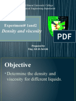 Experiment #1 and 2 Density and Viscosity
