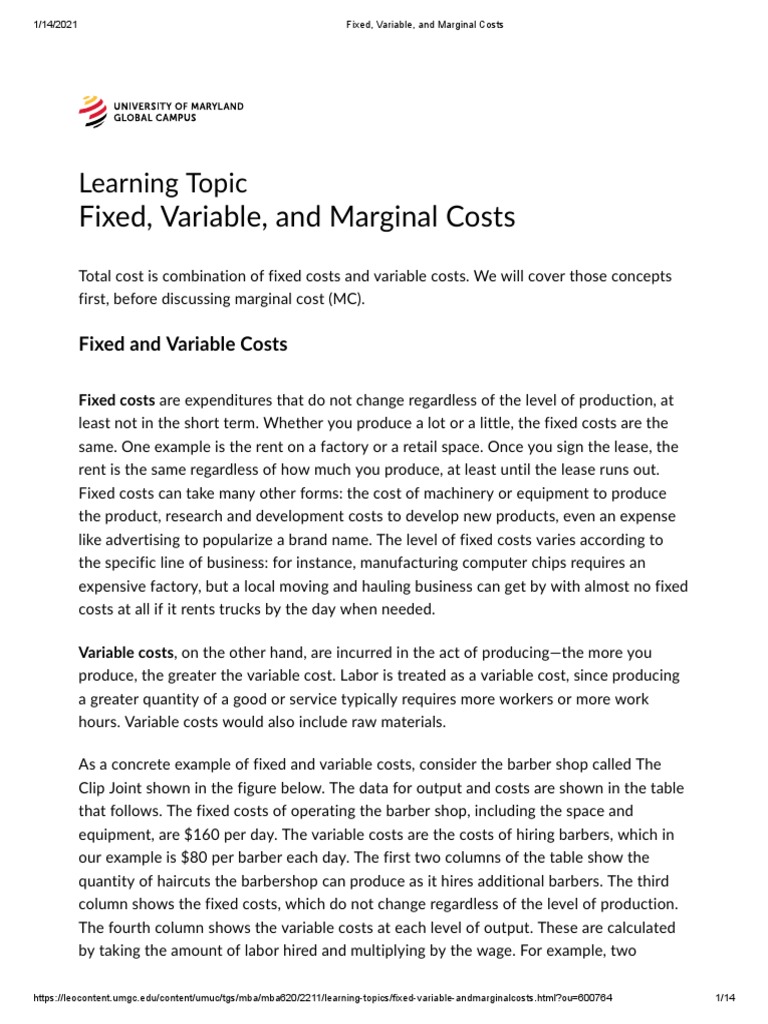 Fixed variable and marginal costs pdf pdf average cost marginal cost