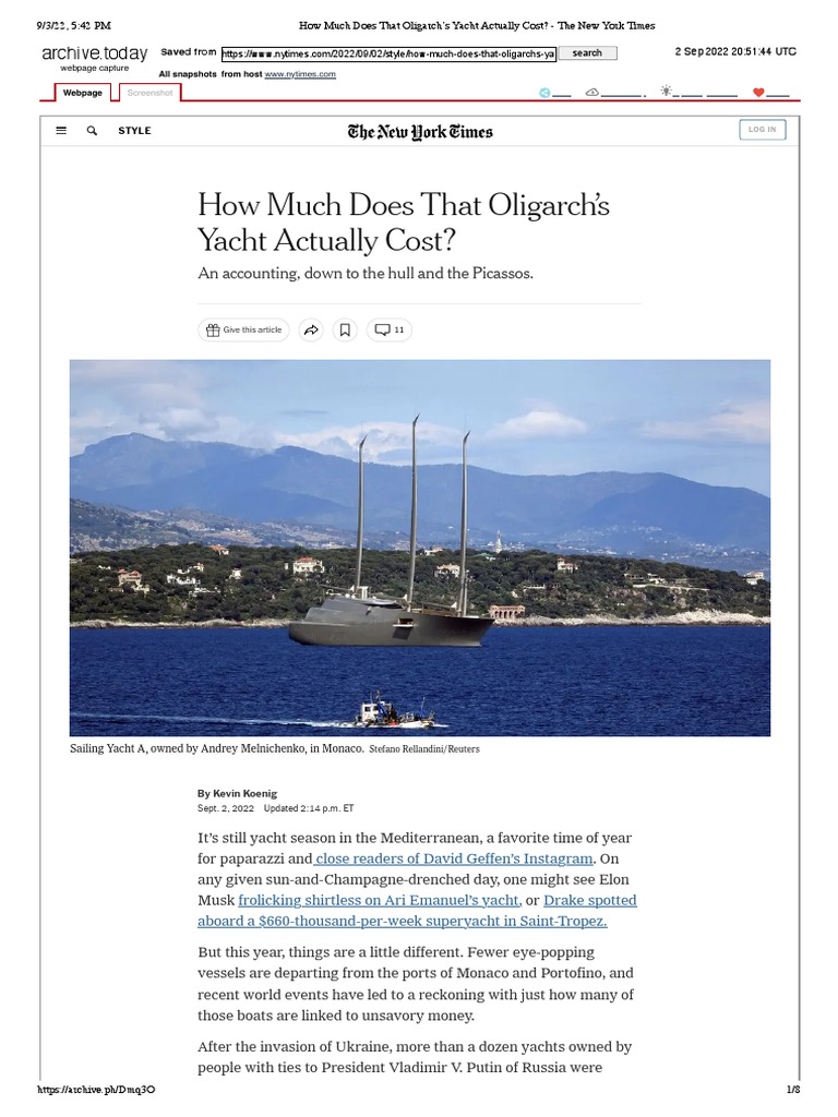 Oligarch Yacht Cost PDF