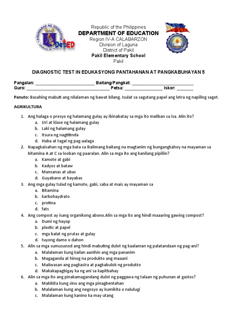 Pre-Test - Epp 5 | PDF