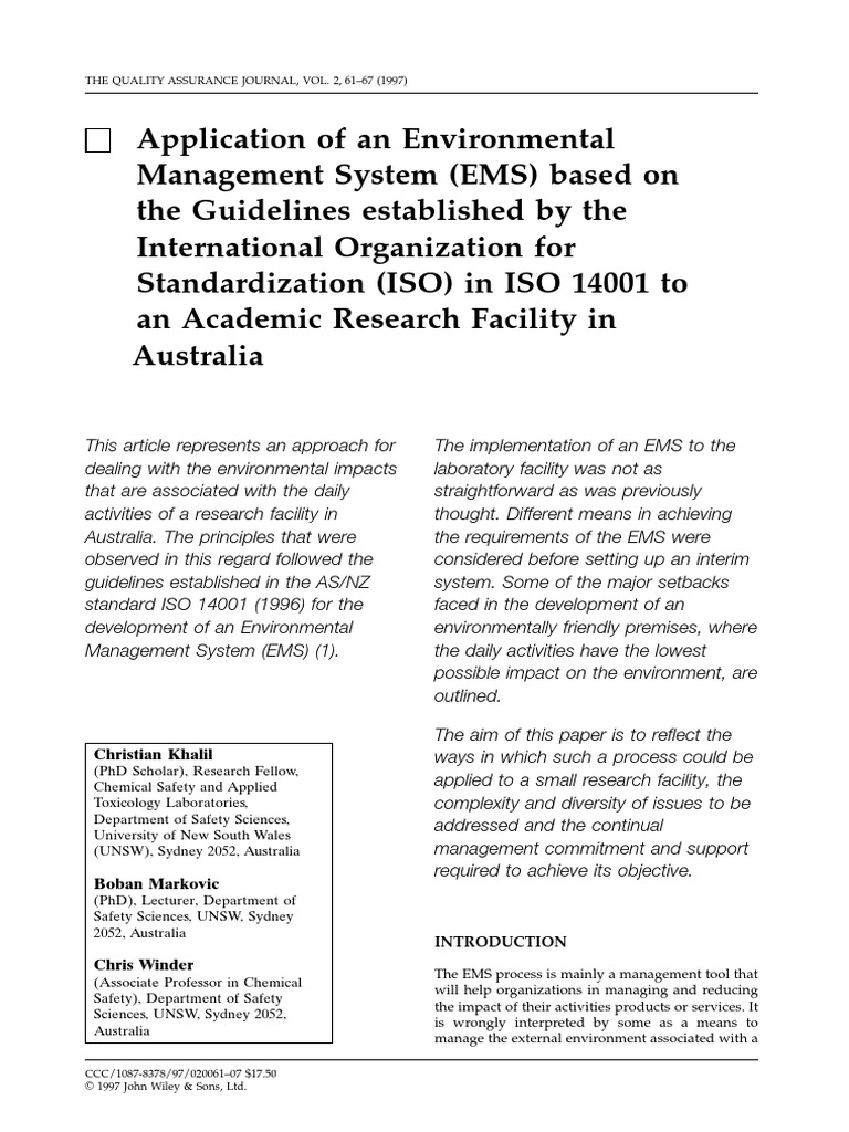 Quality Assurance Journal 1998 Khalil Application of An