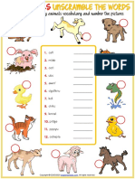 Baby Animals Vocabulary Esl Unscramble The Words Worksheet For Kids