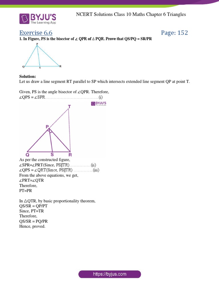 Class 10 Maths: Triangle Solutions | PDF | Triangle | Circle
