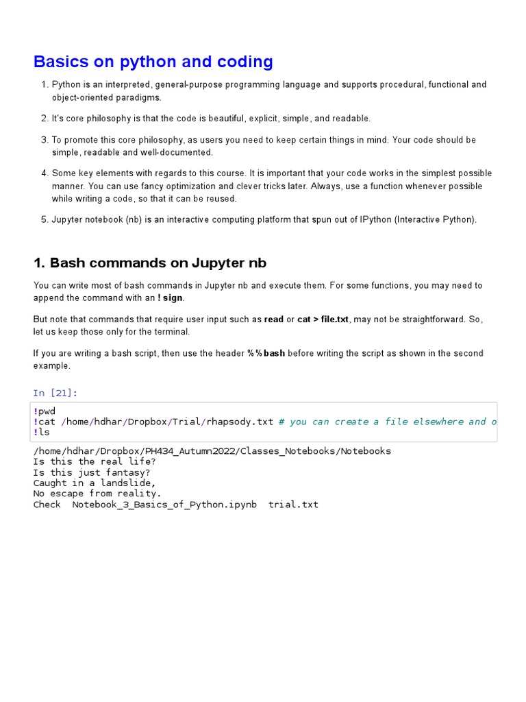 Notes - 3 - Basics - of - Python - Jupyter Notebook | PDF | Python ...