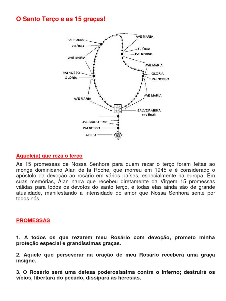 O Santo Terço e As 15 Graças! | PDF