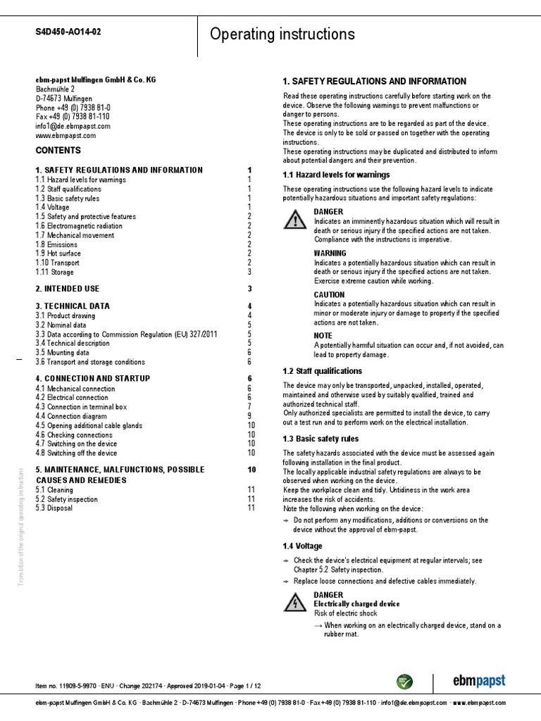 S4D450AO1402 PDF Electric Motor Safety
