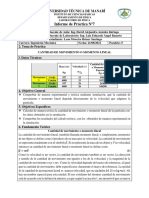 INFORME DE PRACTICA Nº7 (Cantidad de Movimiento o Momento Lineal) Leon Moreira Reiner Santiago