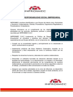 POLÍTICA DE RESPONSABILIDAD SOCIAL EMPRESARIAL, FIRMADA Y ACTUALIZADA