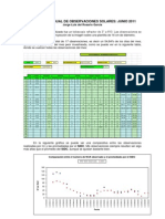 Resumen Mensual de Observaciones Solares - Junio 2011