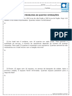 Atividade de Matematica Situacoes Problema As Quatro Operacoes 5 Ano e 6 Ano