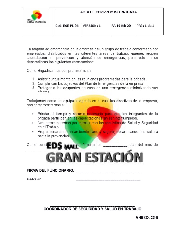 Compromiso de la Brigada de Emergencia | PDF