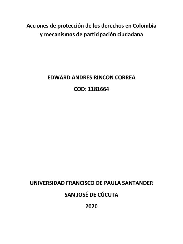 Mecanismos de Protección Ciudadana en Colombia | PDF | Petición ...