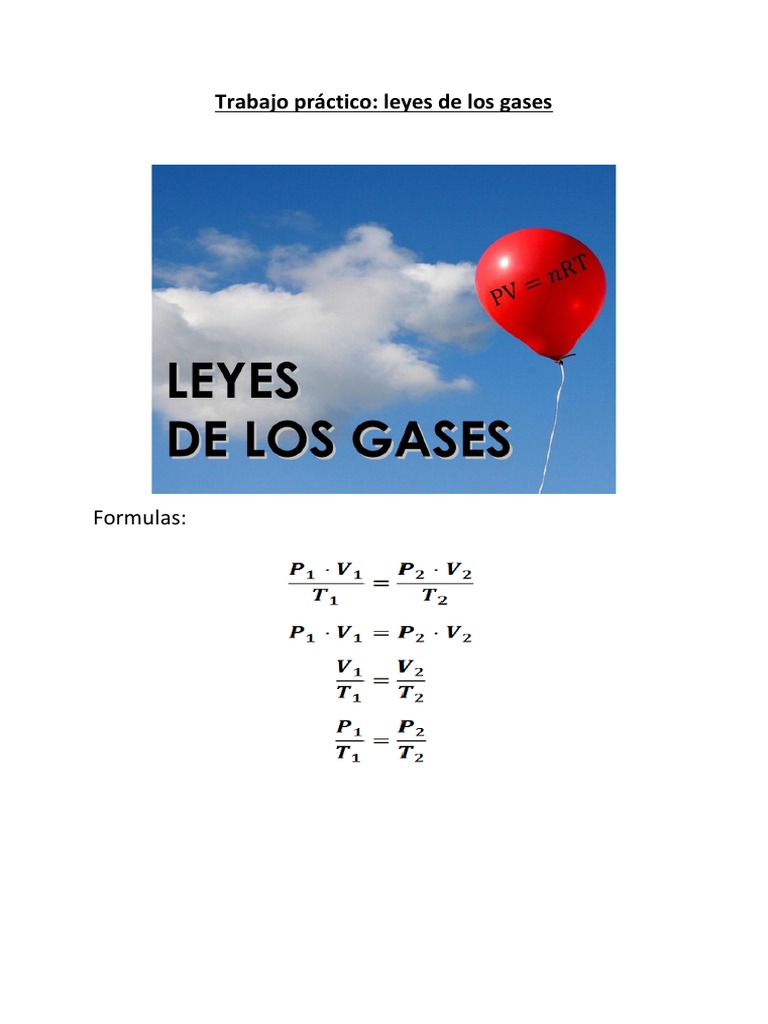 Ejercicios Ley de Los Gases | PDF | Gases | Presión